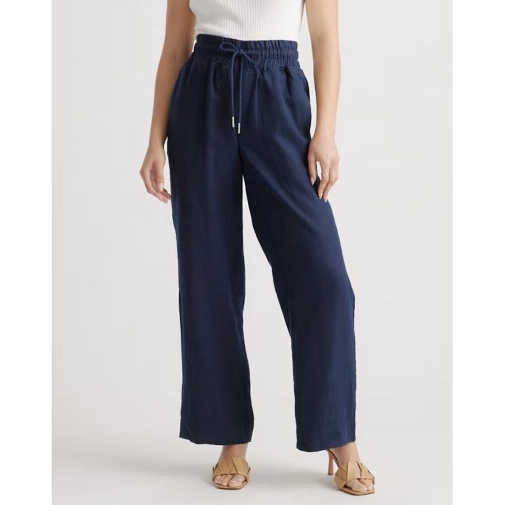 Quince Navy 100% European Linen Pants